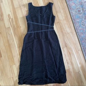 Kenar black linen blend midi dress